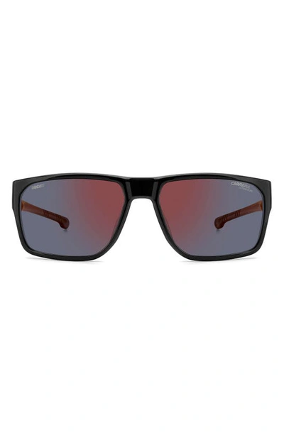 Carrera Eyewear X Ducati 59mm Rectangle Sunglasses In Black/ Red Mirror Polar