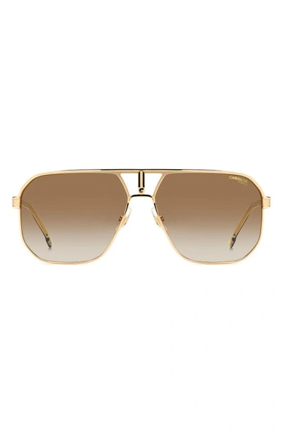 Carrera Eyewear 62mm Oversize Navigator Sunglasses In Gold/ Brown Shaded