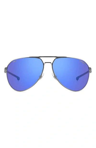 Carrera Eyewear X Ducati Carduc 67mm Oversize Aviator Sunglasses In Dark Ruth Black/ Grey Blue