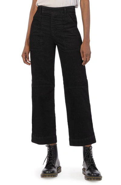 Kut From The Kloth High Waist Ankle Wide Leg Corduroy Pants In Black