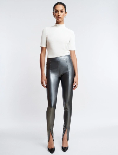 Bcbgmaxazria Faux Leather Slim Pant In Stone Grey