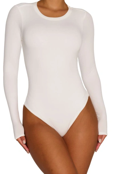 N By Naked Wardrobe Bare Crewneck Long Sleeve Bodysuit In White