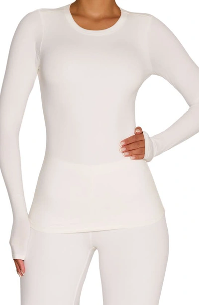 N By Naked Wardrobe Bare Crewneck Long Sleeve Top In White