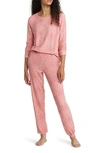 Bp. Comfy Print Brushed Knit Pajamas In Pink Beauty Snowflake Dots