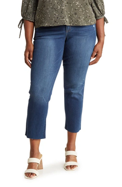 Democracy Ab Tech Raw Hem Crop Slim Straight Jeans In Blev-blue Vintage