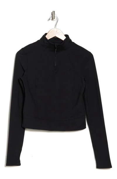 Yogalicious Quarter Zip Crop Fleece Jacket In Black