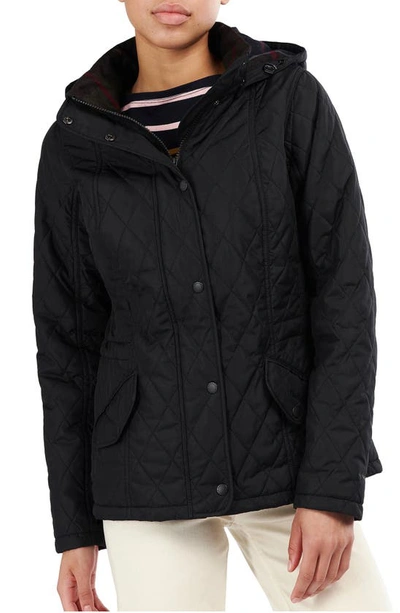 Barbour 'millfire' Hooded Quilted Jacket In Black Classic