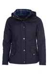 Barbour 'millfire' Hooded Quilted Jacket In Navy/ Classic