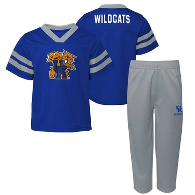 Outerstuff Kids' Toddler Boys And Girls Royal Kentucky Wildcats Two-piece Red Zone Jersey And Pants Set