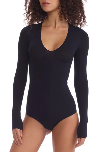 Commando Ballet Center Seam Bodysuit In Blk-black