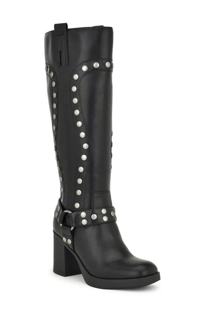 Nine West Cert Studded Knee High Boot In Black