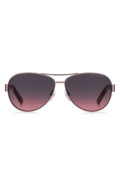 Marc Jacobs 60mm Aviator Sunglasses In Pink Havana/ Grey Shaded Pink