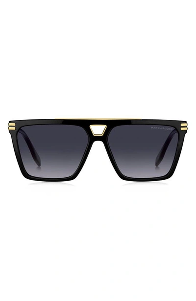 Marc Jacobs 58mm Gradient Square Sunglasses In Black/ Grey Shaded