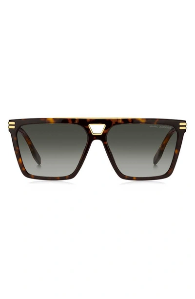 Marc Jacobs 58mm Gradient Square Sunglasses In Havana/ Green Shaded