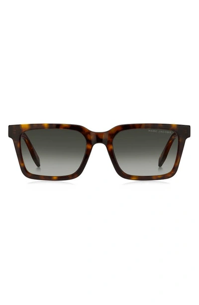 Marc Jacobs 53mm Gradient Square Sunglasses In Havana/ Green Shaded