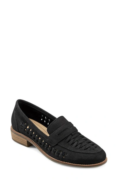 Earth Ela Woven Penny Loafer In Black