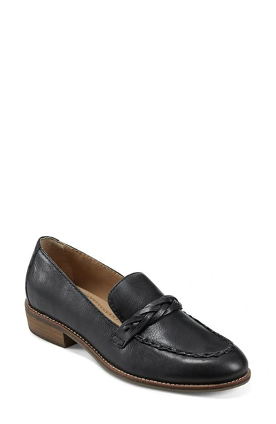 Earth Edie Braid Loafer In Black Leather