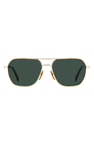 David Beckham Eyewear 59mm Aviator Sunglasses In Gold Havana/ Green