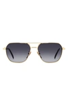 David Beckham Eyewear 59mm Aviator Sunglasses In Gold Black/ Grey Shaded