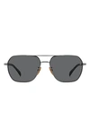 David Beckham Eyewear 59mm Aviator Sunglasses In Dark Ruth Black/ Gray Polar