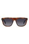 David Beckham Eyewear 56mm Square Sunglasses In Brown Horn/ Grey Shaded