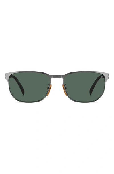 David Beckham Eyewear 59mm Rectangular Sunglasses In Matte Dark Ruth/ Green