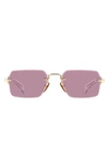 David Beckham Eyewear 56mm Rimless Rectangular Sunglasses In Gold Crystal/ Burgundy
