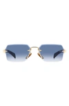 David Beckham Eyewear 56mm Rimless Rectangular Sunglasses In Gold Black/ Blue Shaded
