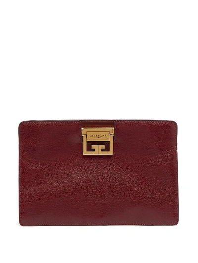 Givenchy Gv Leather Clutch In Bordeaux