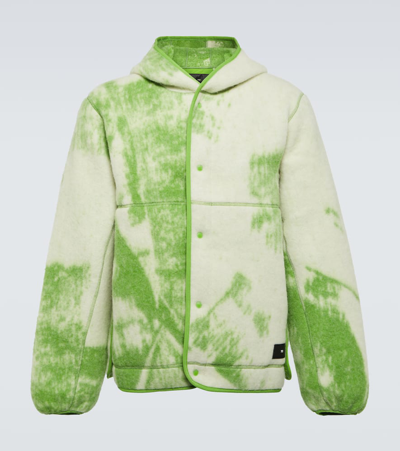 Y-3 Printed Wool-blend Fleece Jacket In Green