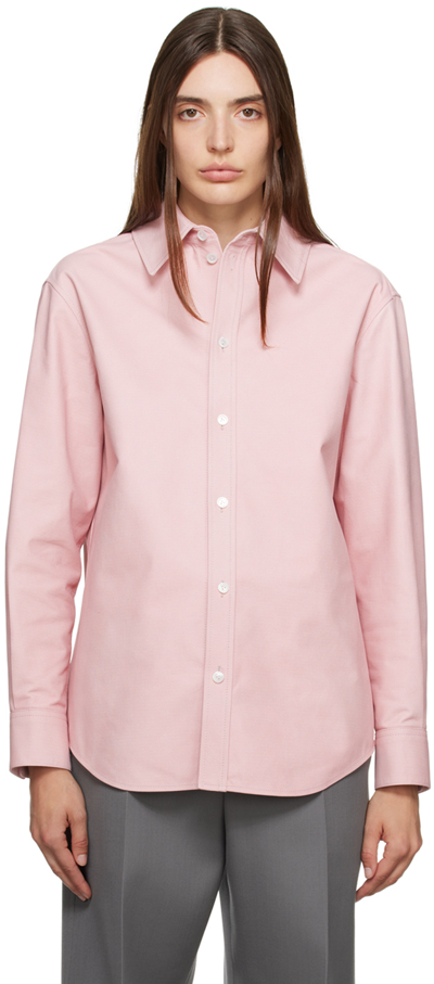 Bottega Veneta Printed Leather Oxford Shirt In Light Pink