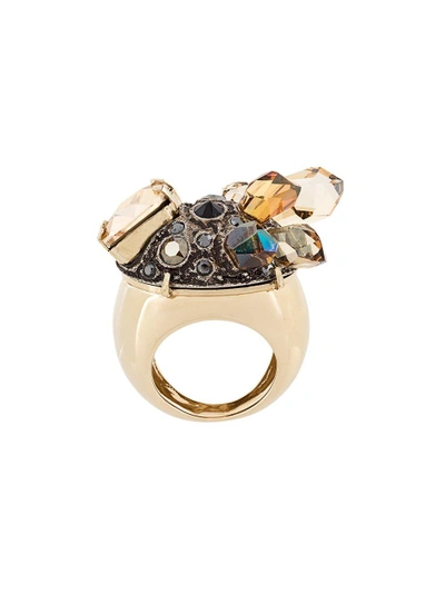 Lanvin Crystal Embellished Chunky Ring In Gold