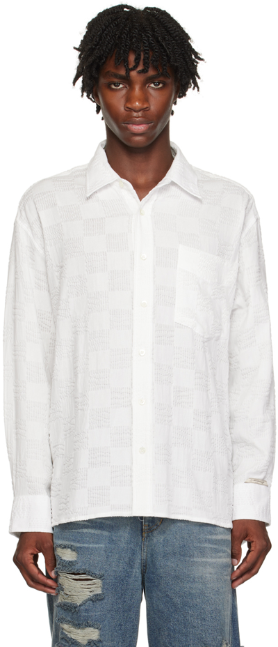 Ader Error Textured-finish Cotton Shirt In White