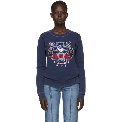 Kenzo Navy Limited Edition Bleached Tiger Sweatshirt In 78 Ink