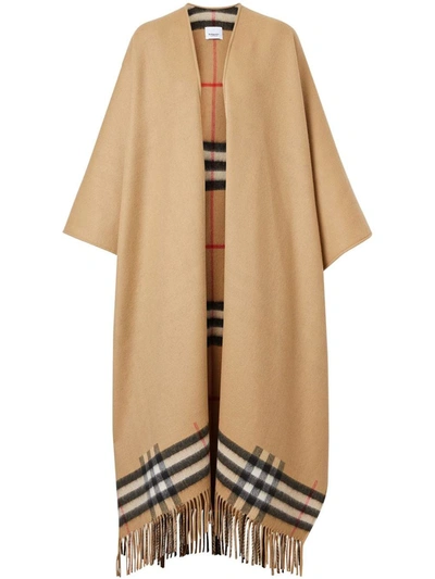 Burberry Wool And Cashmere Blend Reversbile Cape In Beige | ModeSens