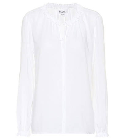 Velvet Samantha Tie-neck Top In White