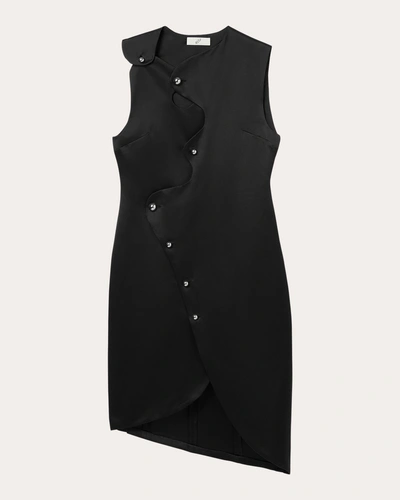 Bite Studios Petal Asymmetrical Cotton-blend Midi Dress In Black