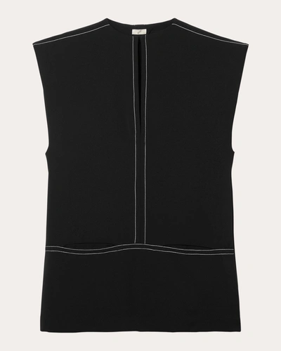 Bite Studios Vitesse Topstitched Crepe Sleeveless Top In Black