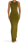 N By Naked Wardrobe Care Crewneck Maxi Dress In Olive