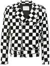 Route Des Garden Checkerboard Velvet Biker Jacket In Fantasia