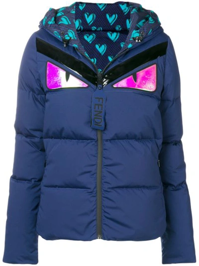 Fendi Monster Hooded Nylon Down Jacket In Muffin