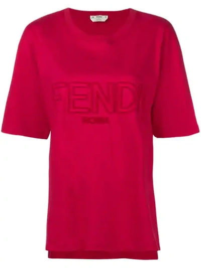 Fendi Oversize Logo Embroidered Jersey T-shirt In Jelly