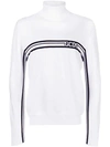 Gcds Logo Jacquard Wool Blend Knit Sweater In White