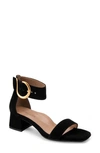 Aerosoles Eliza Square Toe Sandal In Black Suede