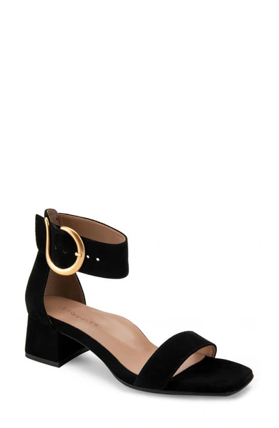 Aerosoles Eliza Square Toe Sandal In Black Leather