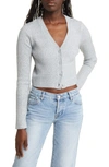 Bp. Crop Rib Cardigan In Grey Heather