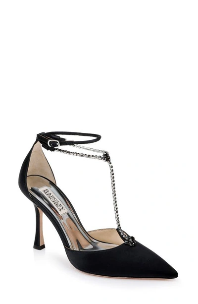 Badgley Mischka Zayna Embellished T-strap Pointed Toe Pump In Black