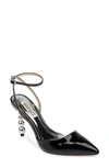 Badgley Mischka Indie Ii Ankle Strap Pointed Toe Pump In Black Patent