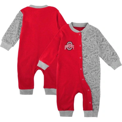 Outerstuff Babies' Newborn And Infant Boys And Girls Scarlet Ohio State Buckeyes Playbook Two-tone Full-snap Jumper