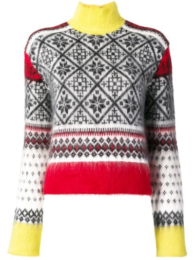 N°21 Print Turtleneck Wool & Mohair-blend Button-back Sweater In Multicolor